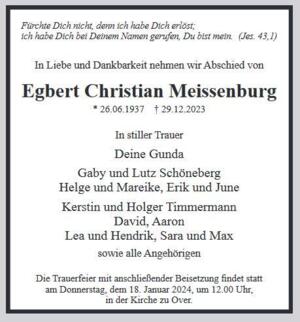 Todesanzeige Egbert Meissenburg