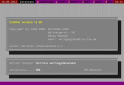 Der Startbildschirm von ELOBASE 11.08 in einem DOS-Fenster unter Windows 7