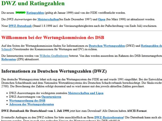 Unterseite zu den Wertungszahlen Anfang 1999