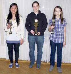 V.l.n.r. My Linh Tran (Zweite), Jutta Ries (Siegerin), Carolin Diener (Dritte)