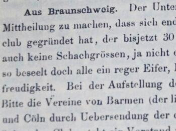 Mitteilung über die Gründung des Braunschweiger Schachclubs