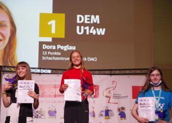 Siegerehrung U14w: Michelle Trunz (2.), Dora Peglau (1.) und Katerina Bräutigam (3.)