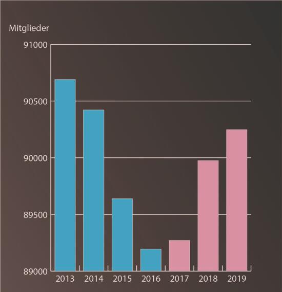 Mitgliederentwicklung von 2013 bis 2019