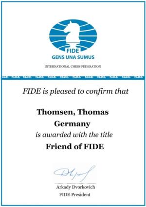 FIDE-Urkunde für Dr. Thomas Thomsen