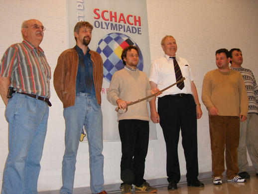 Werner Langhoff, N. Miezis, F. Handke, Bürgermeister Walter Esser, D. Fridman, V. Borovikov